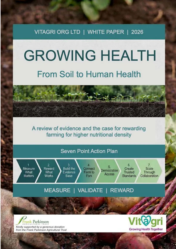 Growing Health white paper cover — Vitagri Org Ltd 2026. Click to download.